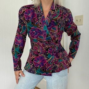 Vintage IN Group LTD Wrap Top Shirt Floral 12